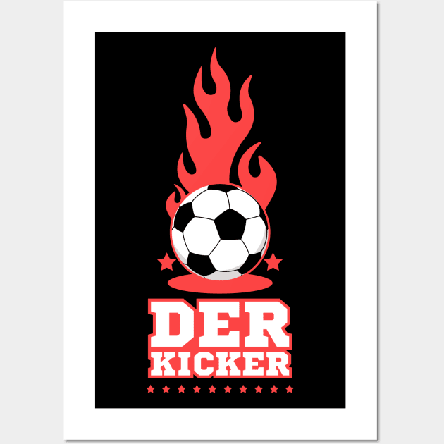 Der Kicker - Schwarz - Fußballer - Fußball Spieler Wall Art by Millusti